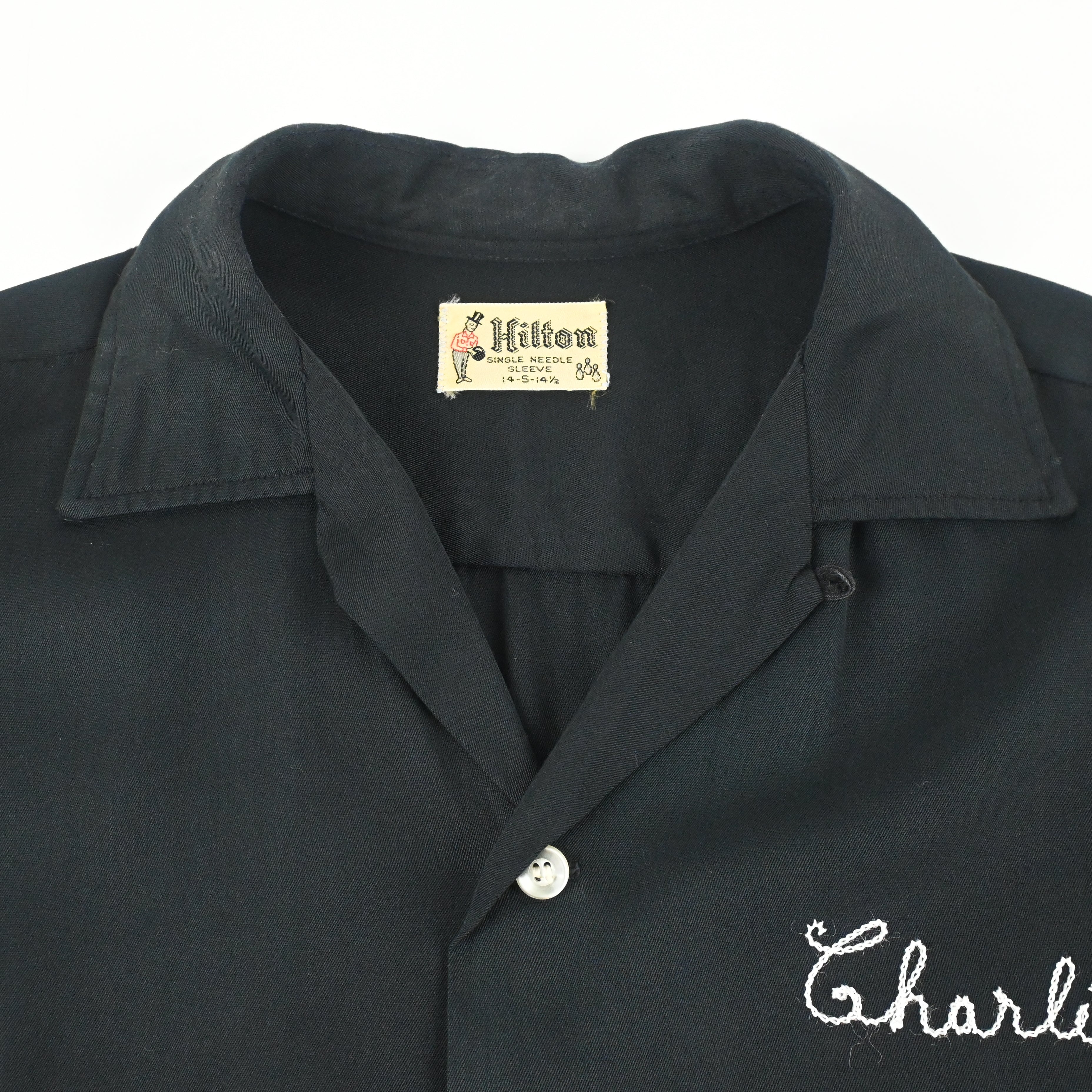 60's HILTON BOWLING SHIRT BLACK SIZE S