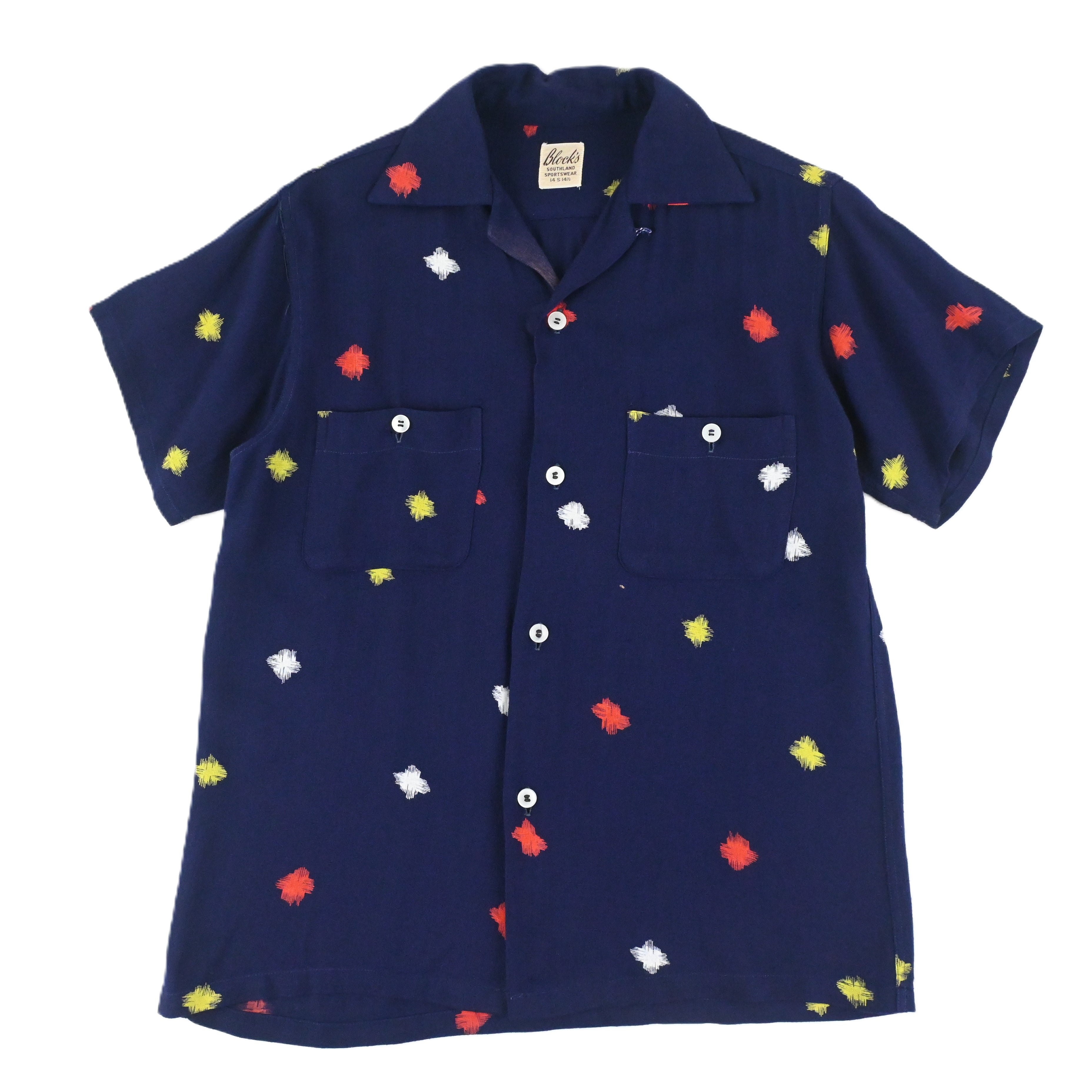40's BLOCK'S SOUTHLAND SPORTSWEAR ATOMIC LOOP COLLAR SHIRT SIZE S