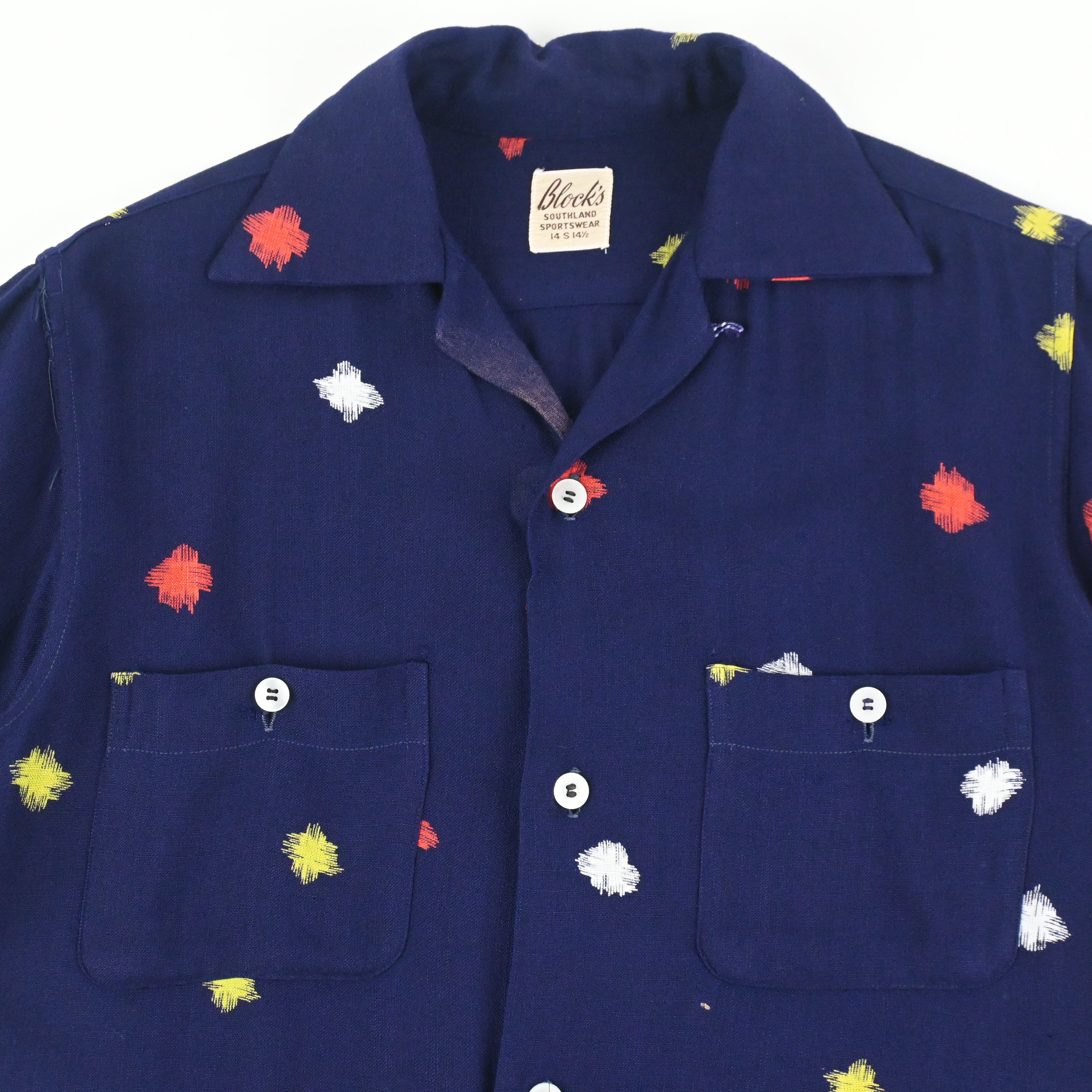 40's BLOCK'S SOUTHLAND SPORTSWEAR ATOMIC LOOP COLLAR SHIRT SIZE S