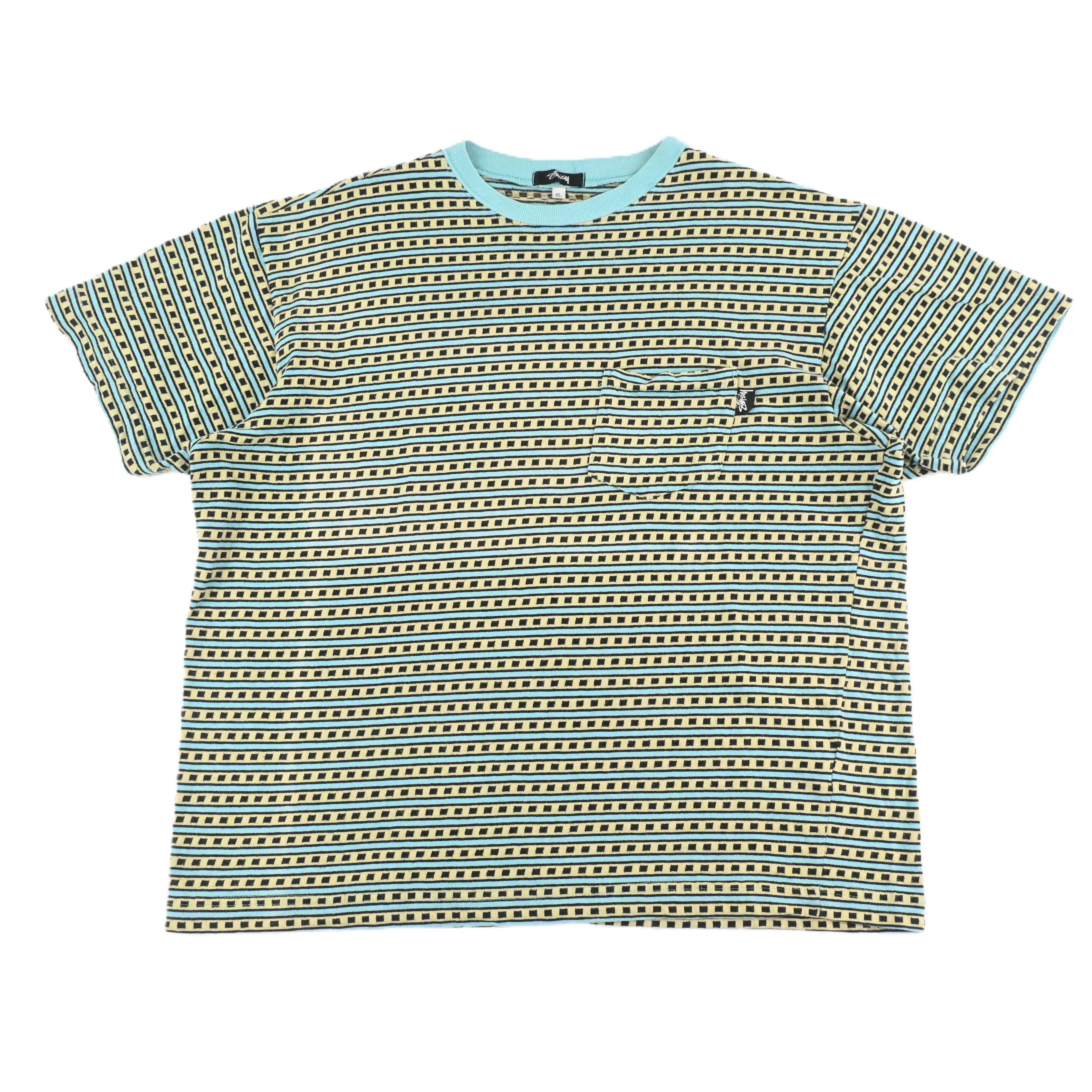 80's STUSSY JACQUARD POCKET T-SHIRT SIZE XL