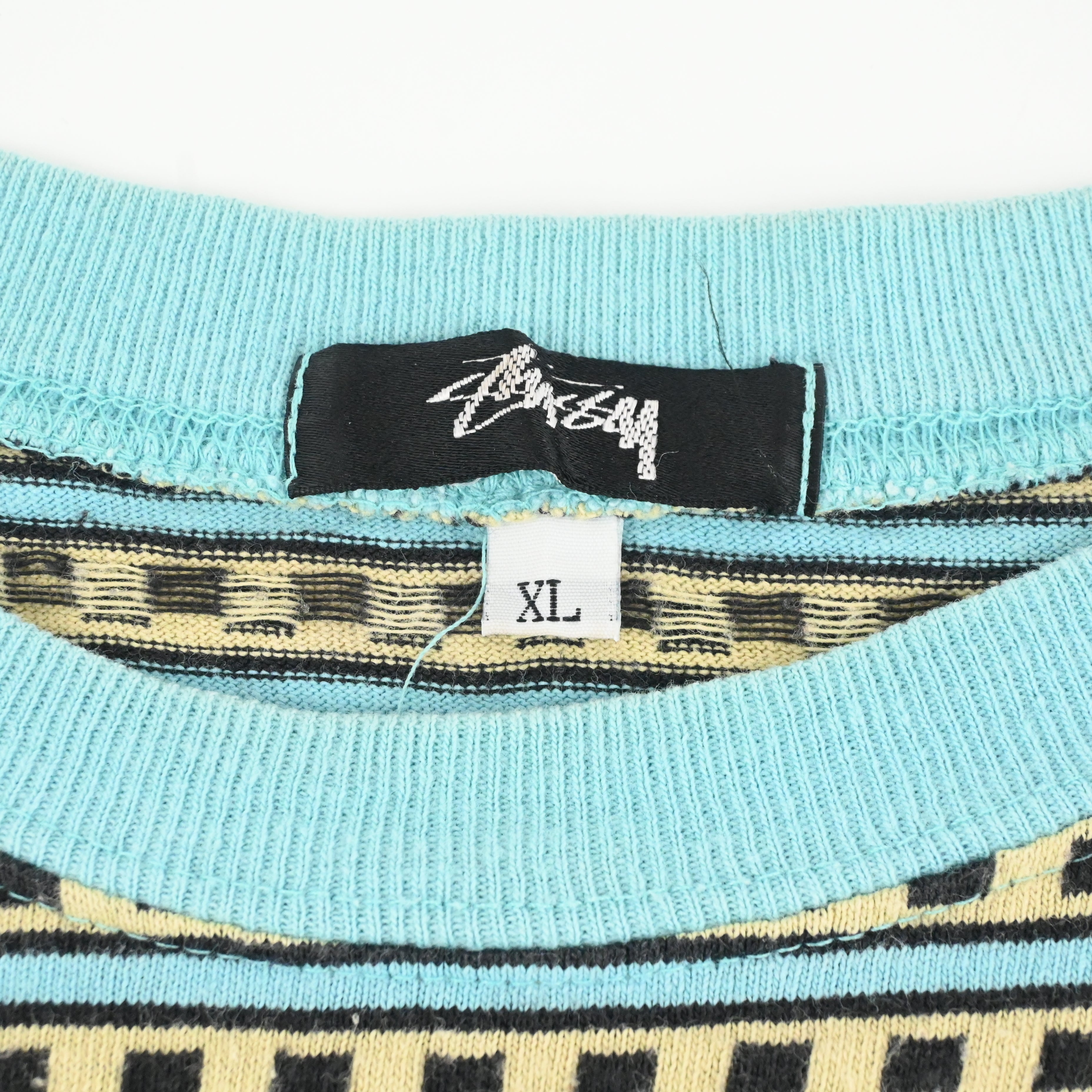 80's STUSSY JACQUARD POCKET T-SHIRT SIZE XL