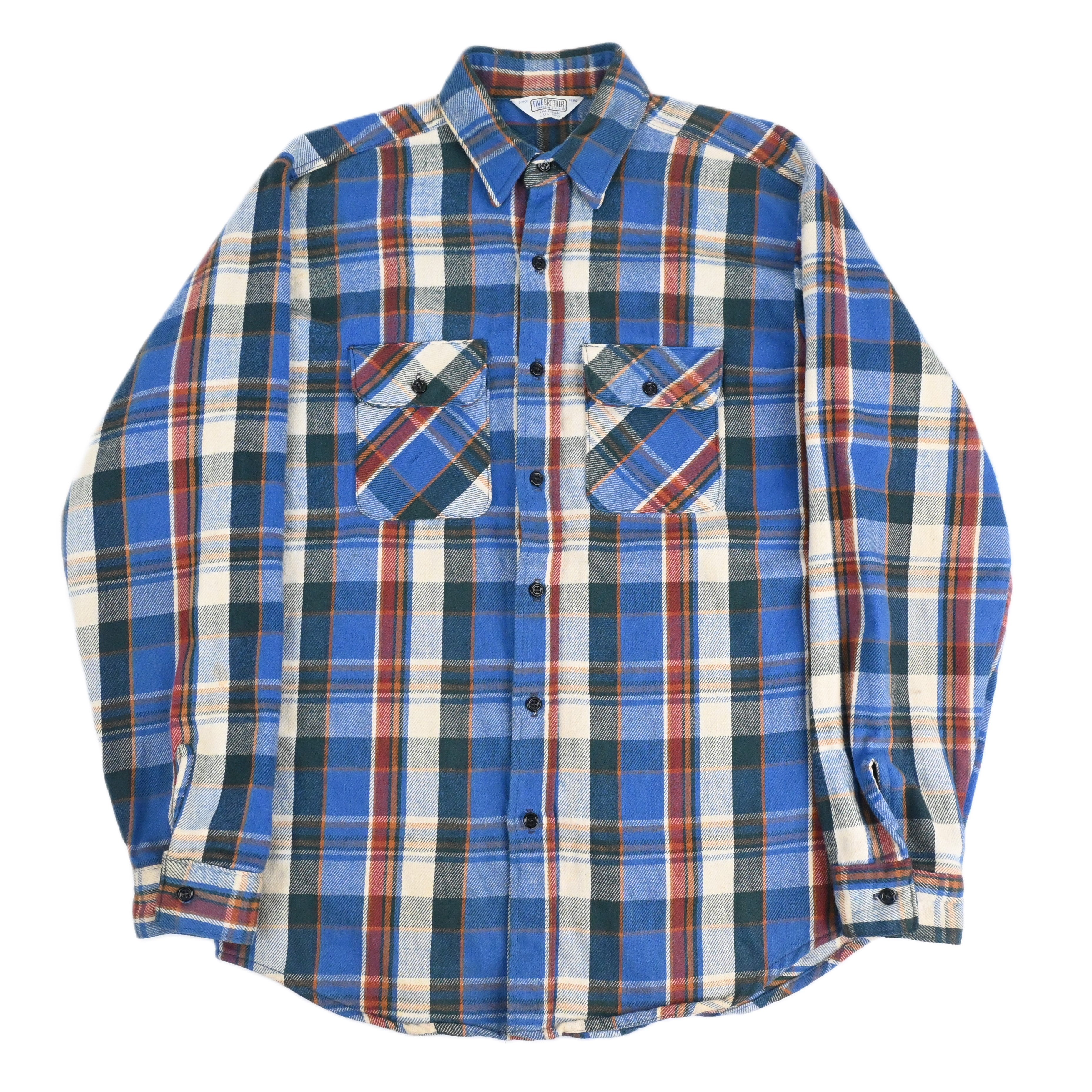 80's FIVE BROTHER FLANNEL L/S SHIRT SIZE L-TALL
