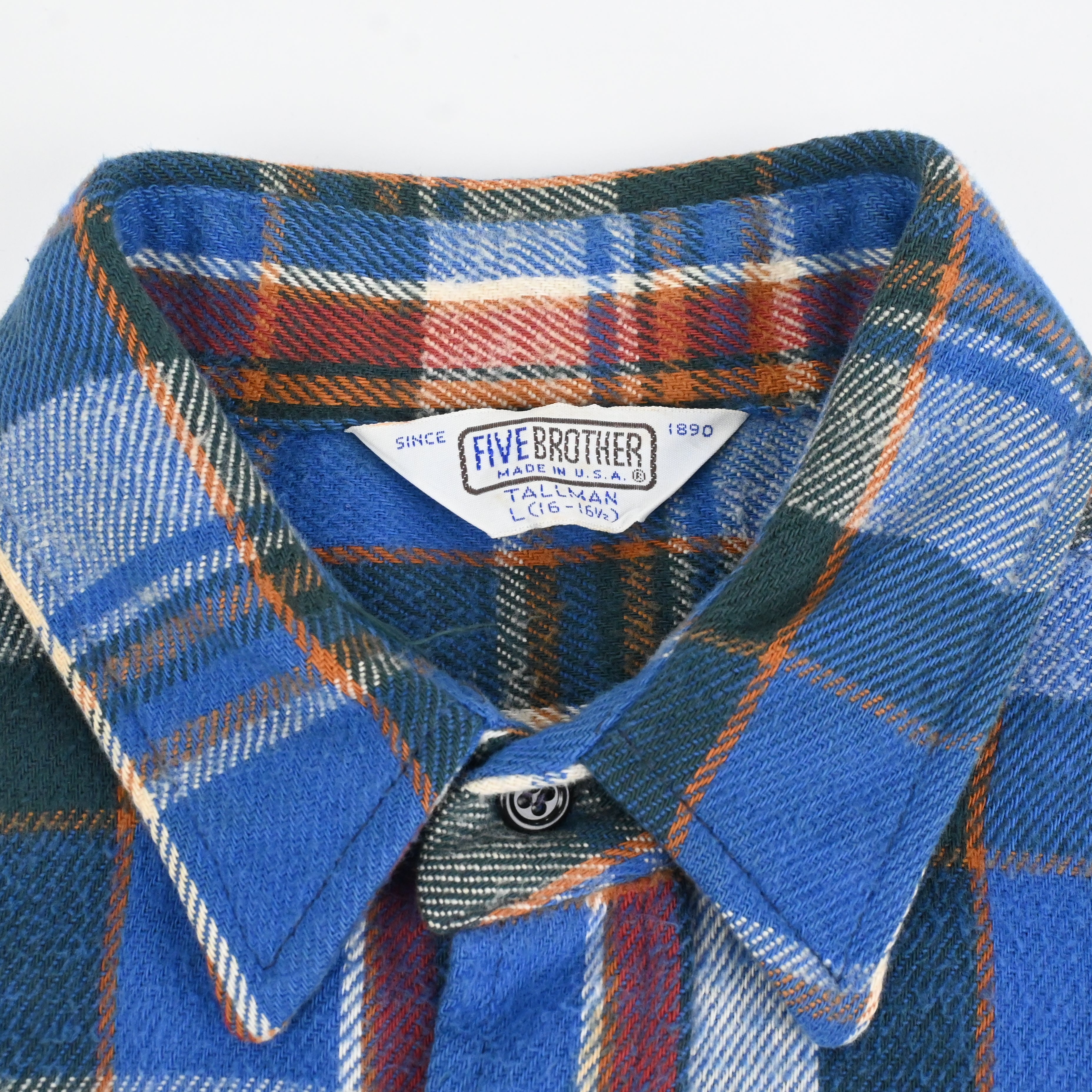 80's FIVE BROTHER FLANNEL L/S SHIRT SIZE L-TALL
