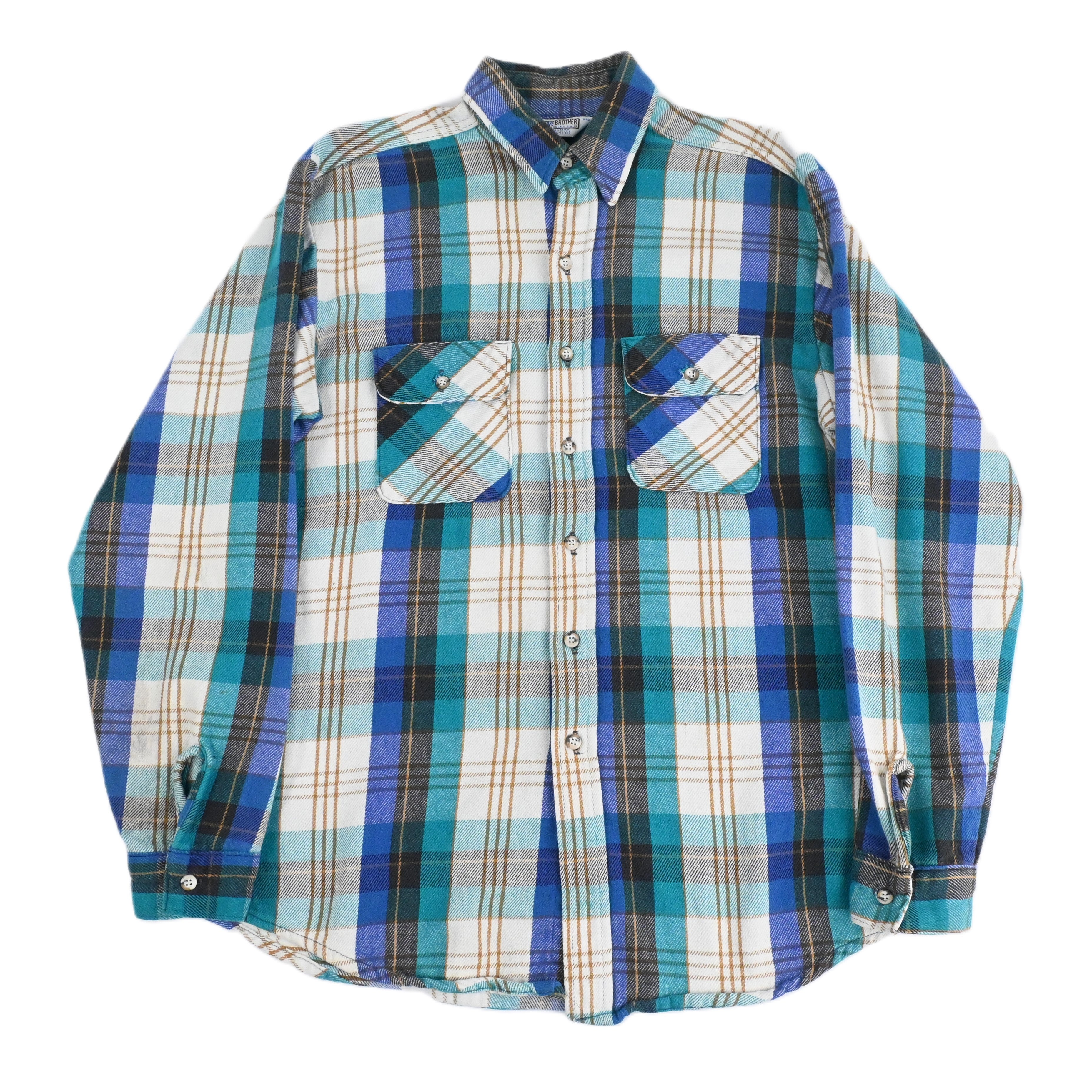 80's FIVE BROTHER FLANNEL L/S SHIRT SIZE L-TALL