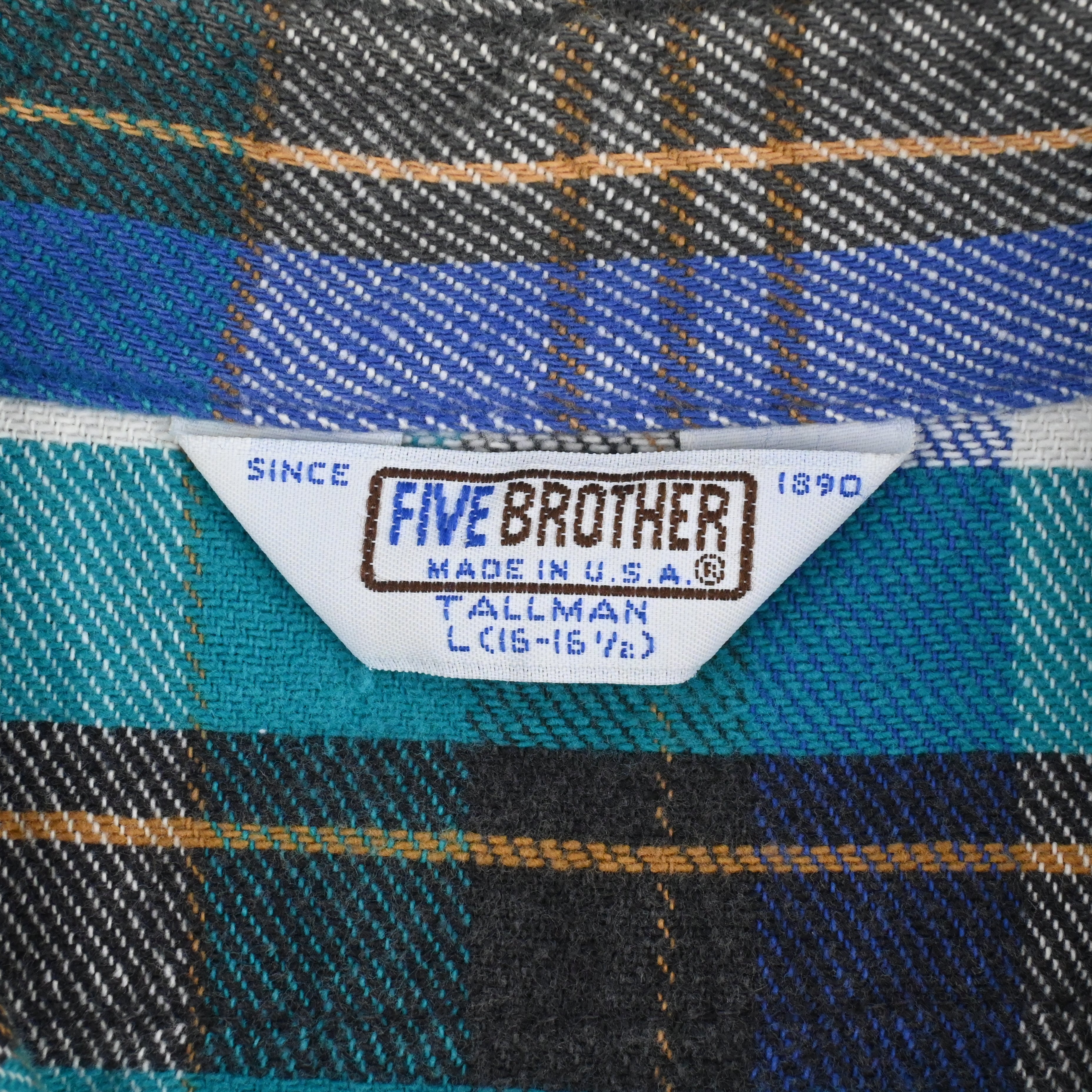 80's FIVE BROTHER FLANNEL L/S SHIRT SIZE L-TALL