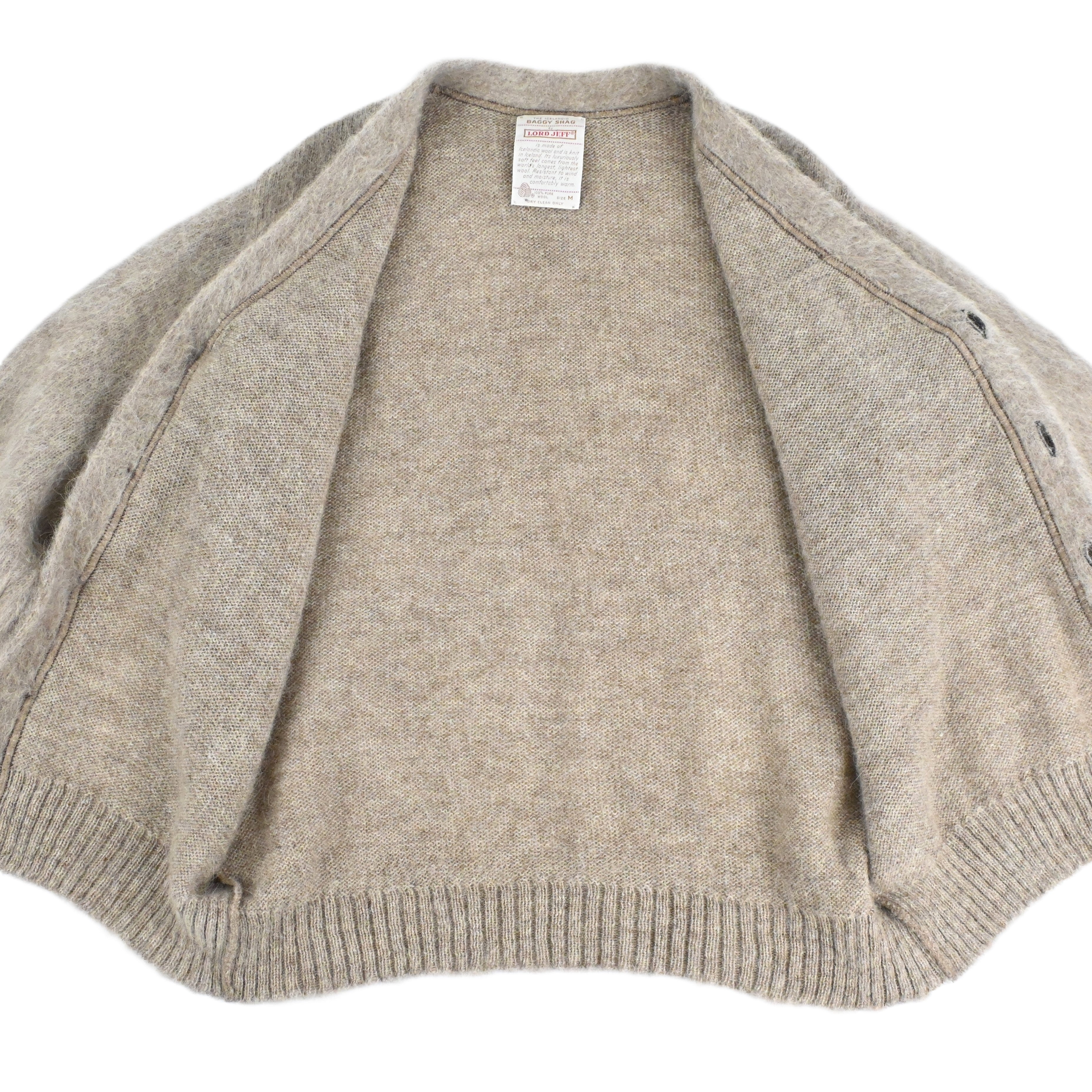 70's BAGGY SHAG by LORD JEFF WOOL CARDIGAN size M