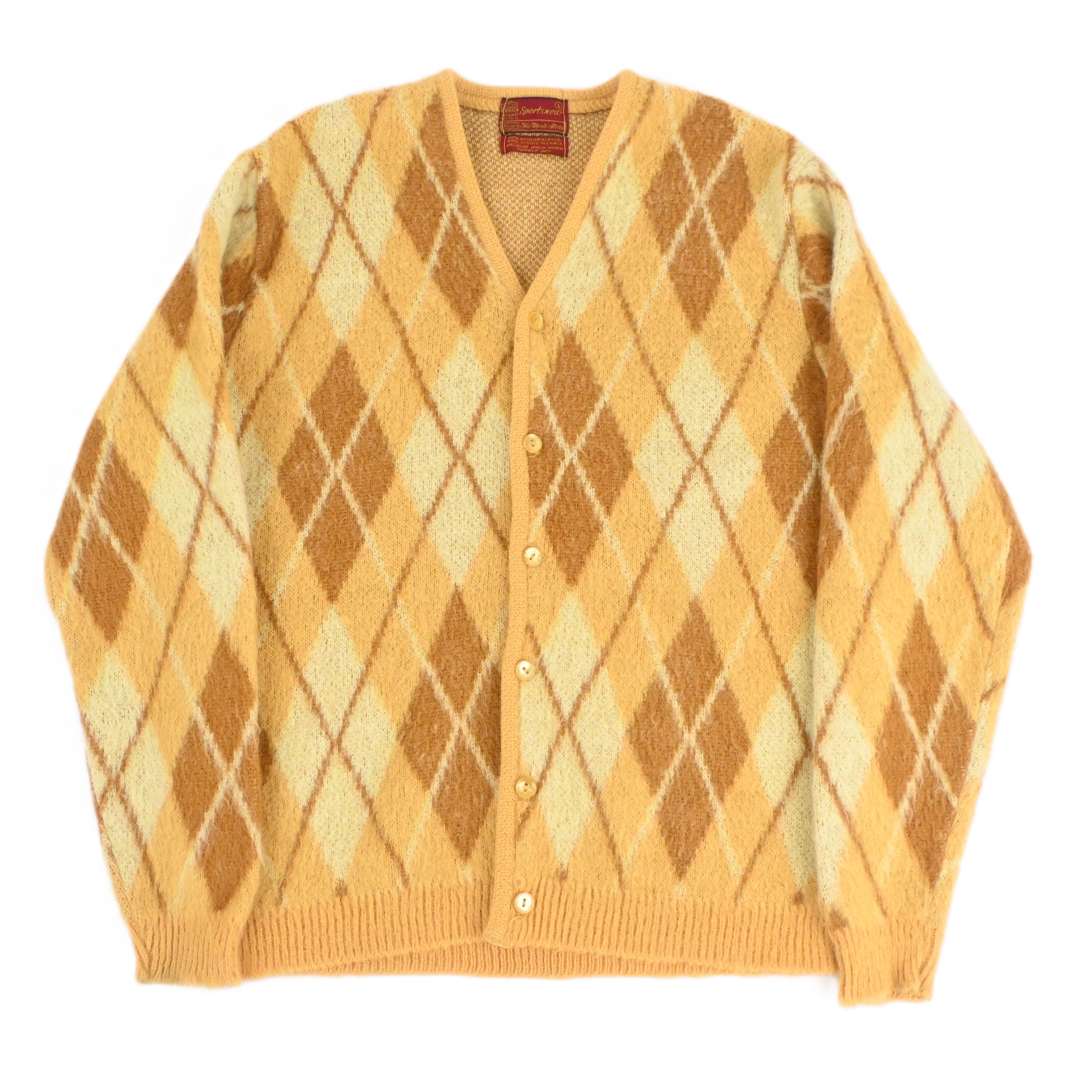 60's SEARS KINGS ROAD SPORTWEAR ARGYLE MOHAIR CARDIGAN size L