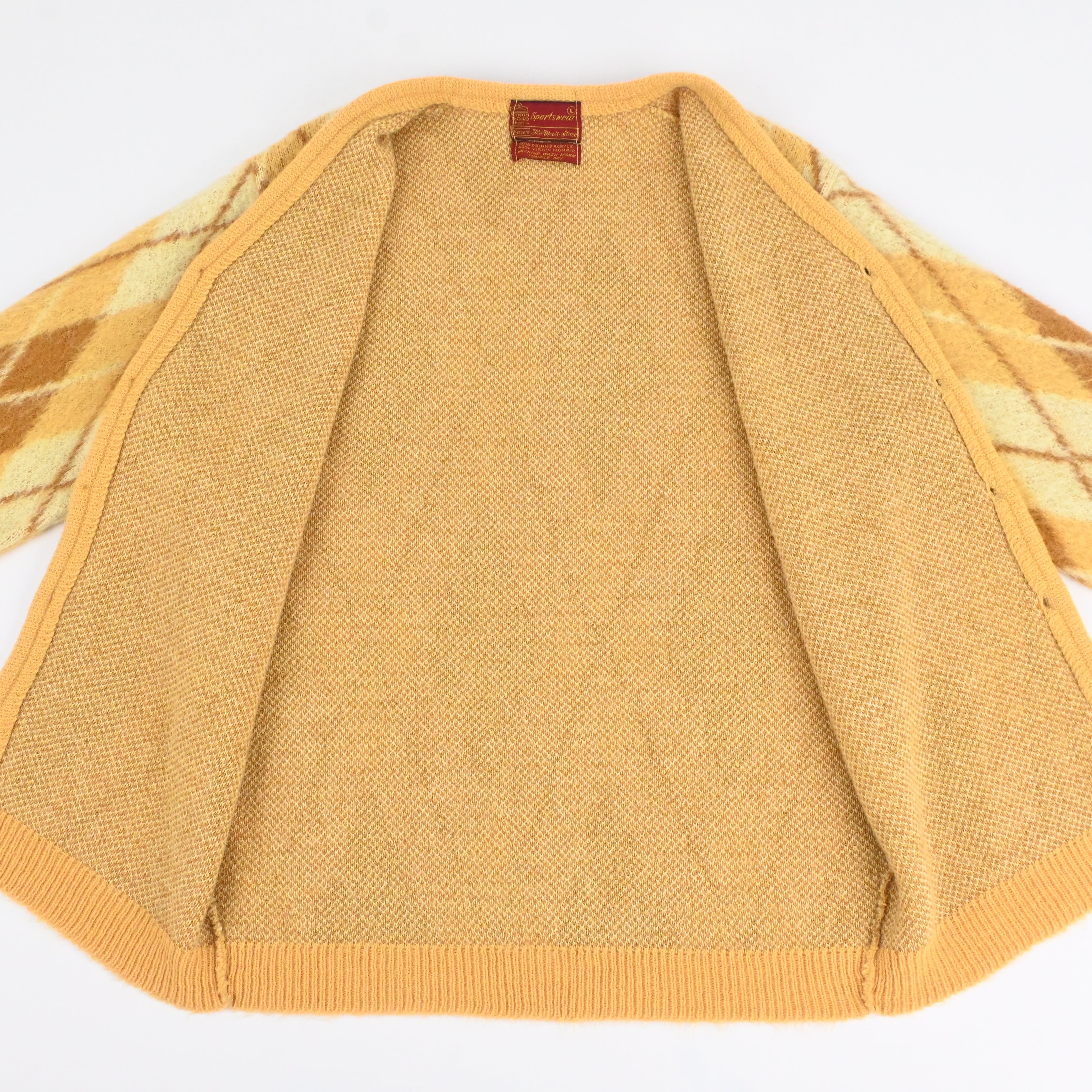 60's SEARS KINGS ROAD SPORTWEAR ARGYLE MOHAIR CARDIGAN size L