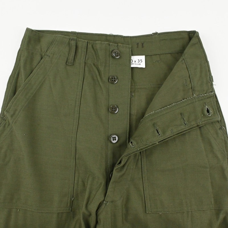 60's SATEEN FATIGUE PANTS BUTTON FLY DEAD STOCK SIZE W30 L35