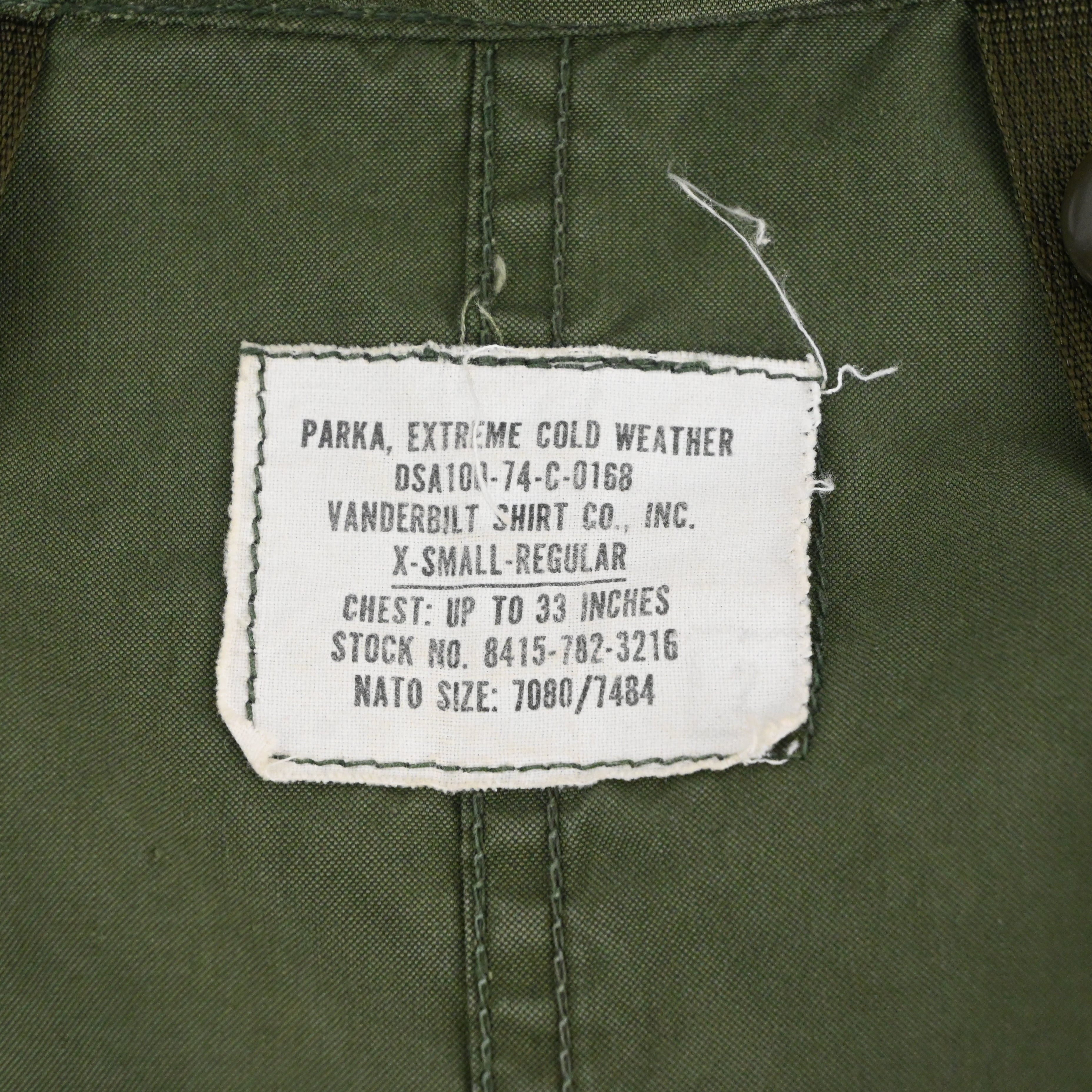 '74 M-65 FIELD PARKA SIZE XS-REGULAR