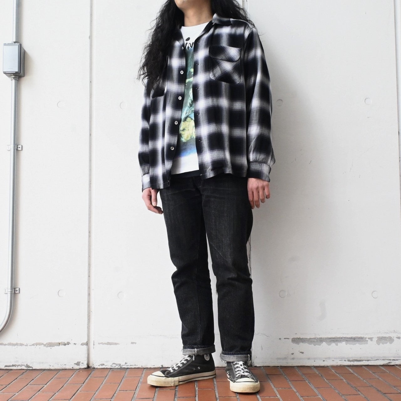 Foremost Original Rayon Shadow Plaid シャツ Foremost Original Shadow Plaid Rayon Shirt
