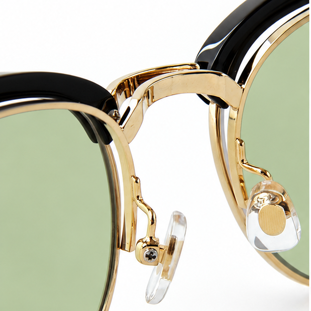 FLAME:Black×Gold LENSES:Olive　　　　　　　　　　　　　　　　　　　　　　　　　　　　Foremost Garments Flip up Glasses